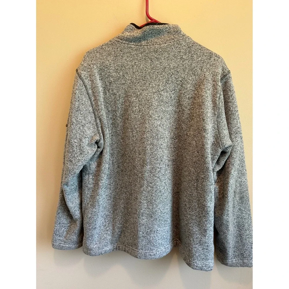 Orvis Mens Gray Sherpa Lined Quarter Zip Pullover Sweater Jacket Size Medium